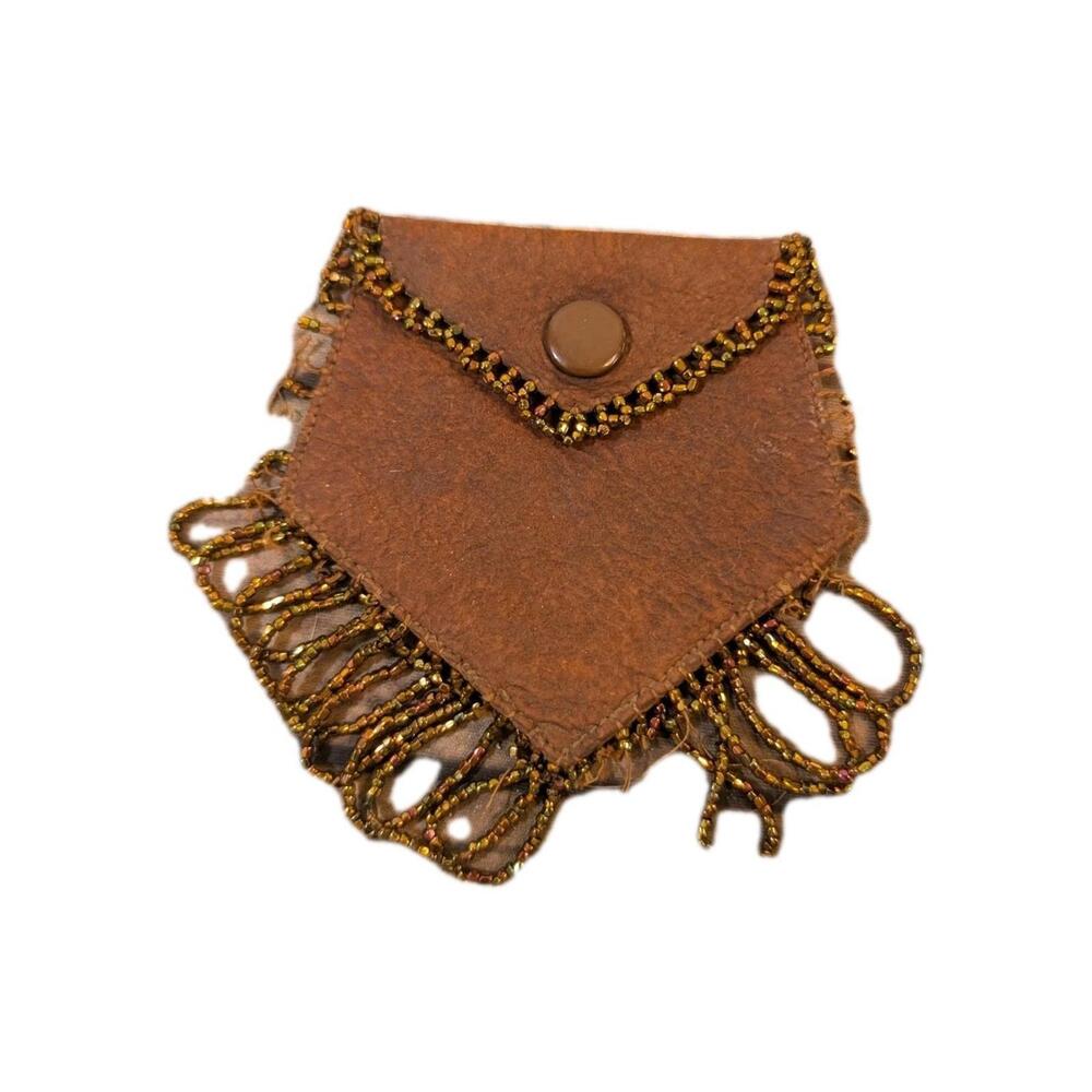 Antique Leather Beaded Pouch From Approximately‎ The 1900s